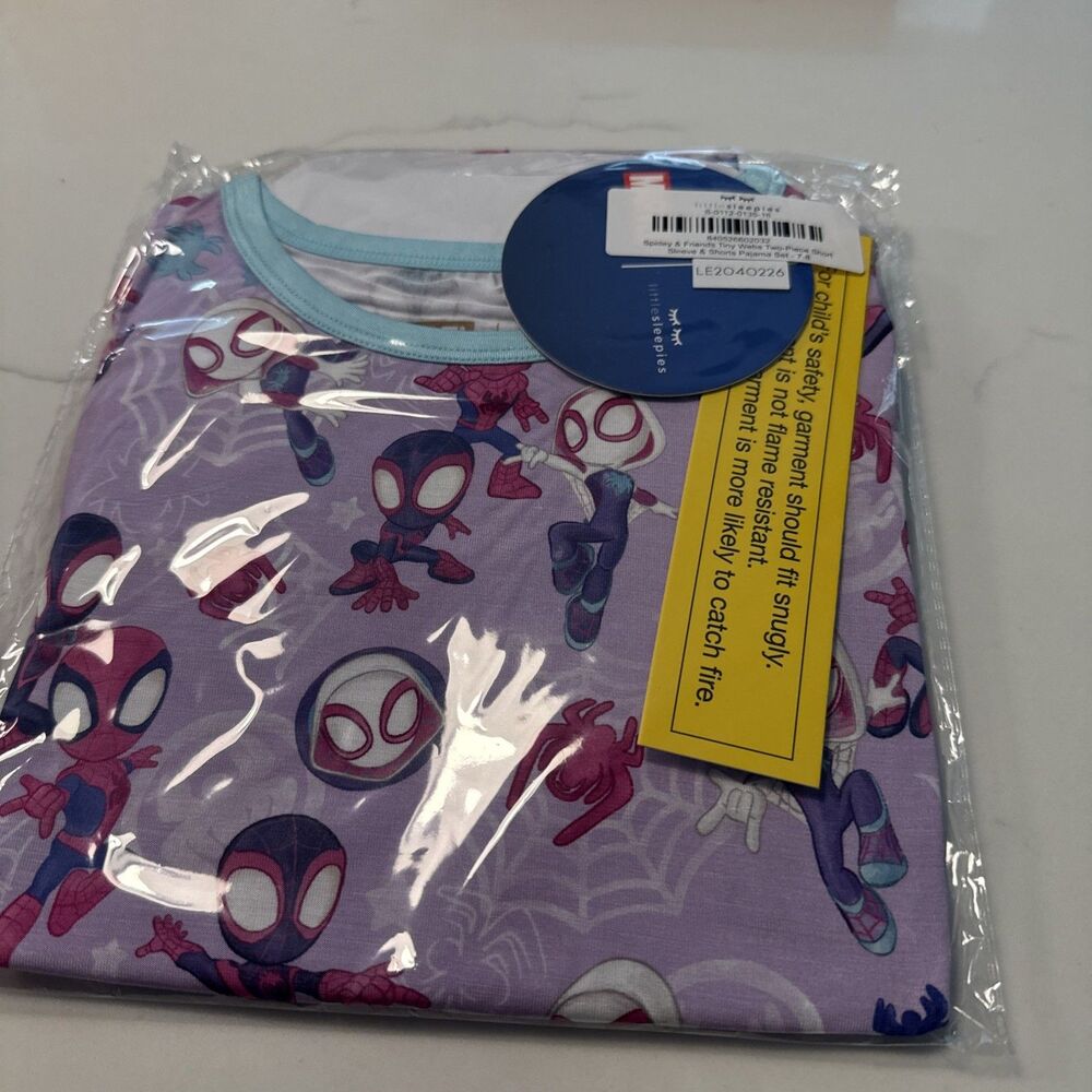 Little Sleepies Spidey & Friends Tiny Webs 2 Piece S/S  & Shorts Pajamas 7-8